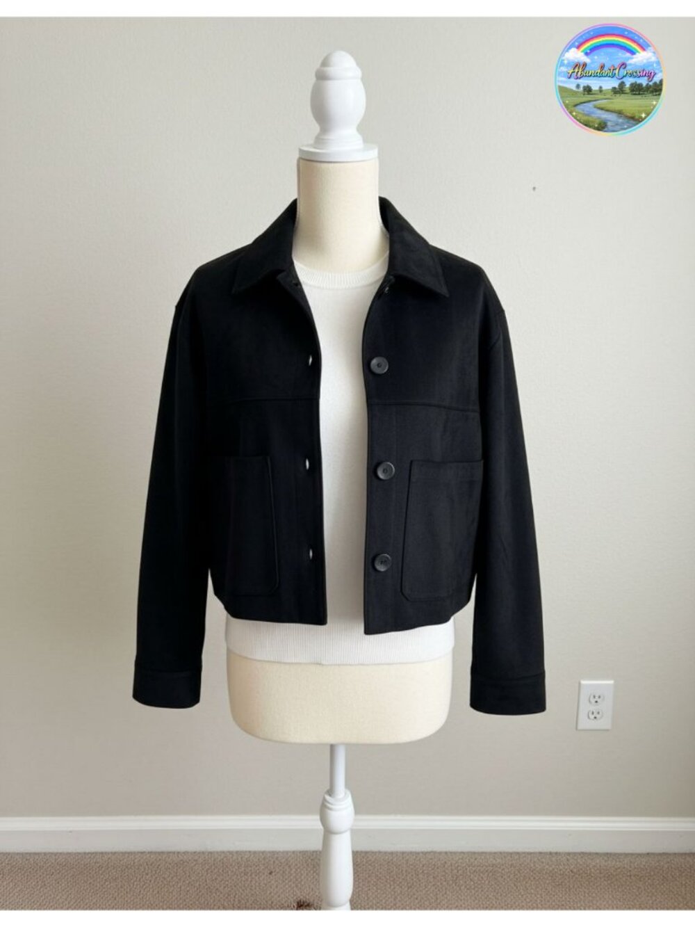 Faux Suede Shacket Jacket Cropped Coat Lightweight
